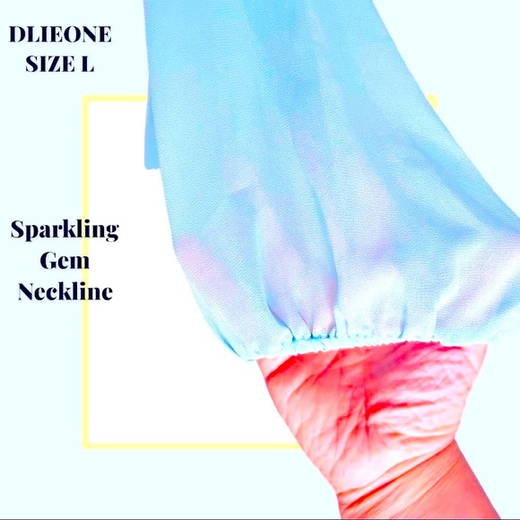 DLIEONE SPARKLING REAL GEM STONE ADORNED COLLAR SZ LRG PALE BLUE, SHEER UNIQUE🤩 - Picture 5 of 12